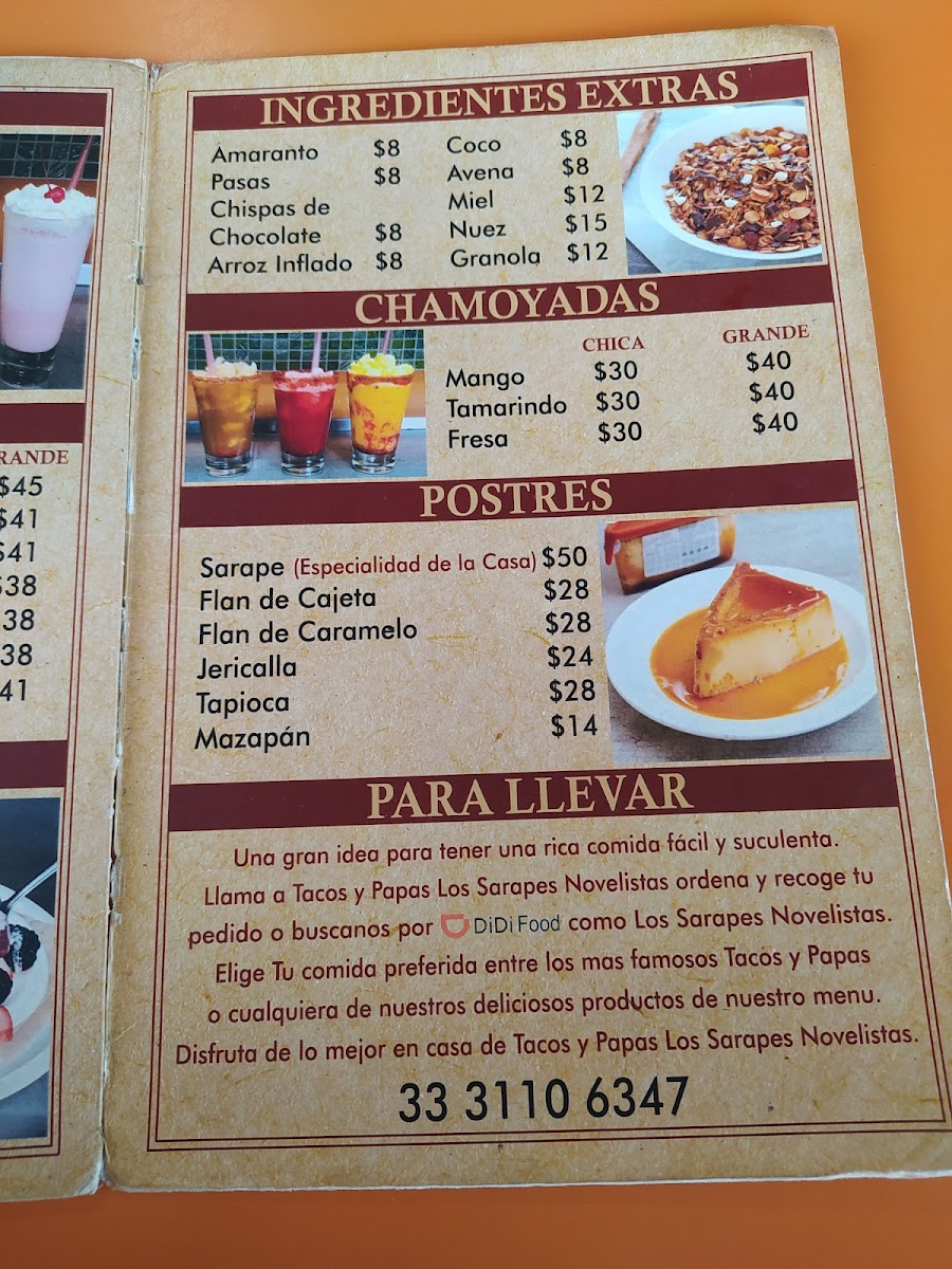Los Sarapes tacos y papas Menu - Image 6